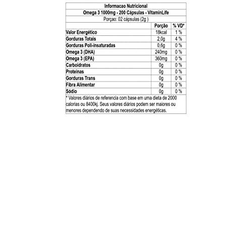 Omega 3 1000mg 200 Cápsulas, VitaminLife