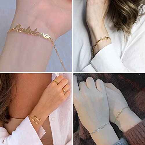 Custom Name Bracelets - 18K Gold Plated Adjustable Personalized Name Anklet Bracelets, Customized Jewelry Gift for Women Girlfriend4