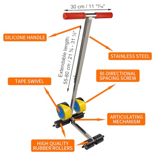 Image of BAUSATZ Tape Marking Machine Hand-Push Tape Sticking Machine Lane Marking Applicator with Rubber Roller Manual Floor Tape Applicator,Can Draw arcs, Curves, and Straight Lines