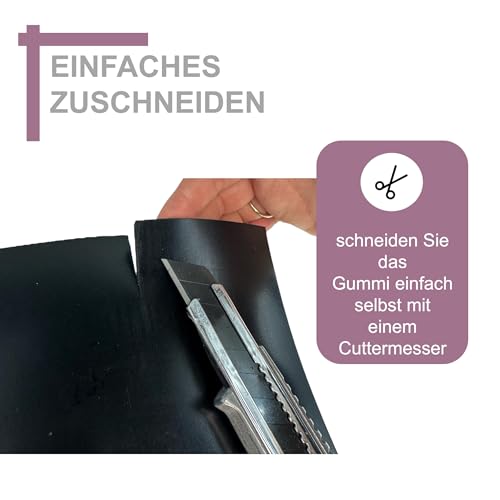 sarian Gummistreifen BIS 10 Meter Länge mit Gewebeeinlage 3-10mm stark, viele Größen und Breiten Gummirollen Industriequalität Hartgummi Vollgummi (LxB 1m x 8cm, 5mm Stärke)
