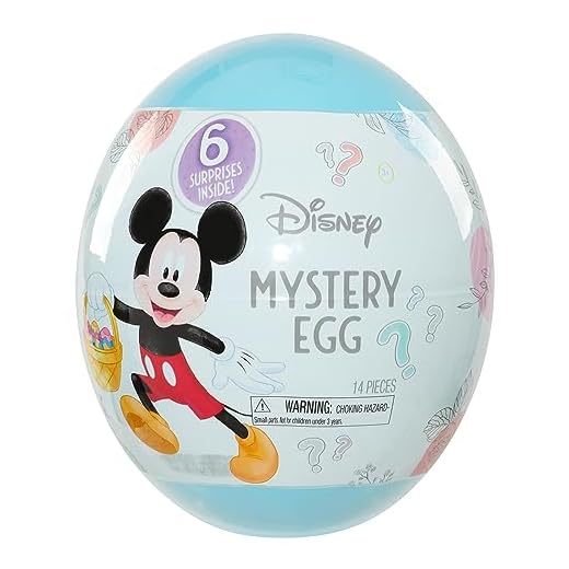 Disney Junior Mickey Mouse Giant Easter Egg Surprise,Easter Basket Stuffers, 6-pieces, Officially Licensed Kids Toys for Ages 3 Up, Gifts and Presents by Just Play