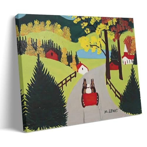 Scène d’Automne Maud Lewis Impression Murale Route de Campagne pour Salon Chaleureux
