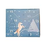Uran Mall Adventskalender Winterhimmel Design Pferd Countdown Kalender mit 24 Tagen Pferde Geschenke und Überraschungen für Pferdebesitzer, Reiter & Ställe (hellblau)
