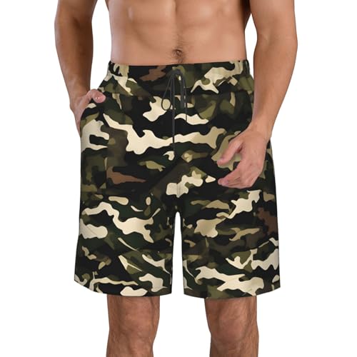 Camo Print Stylish Beach Shorts Swim Trunks Lightweight Breathable Summer Outdoor Activities