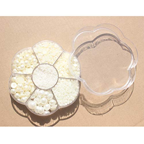 HEALLILY 5600Pcs Metade Rodada Pérolas Flatback Cabochão Pérola Pérolas para DIY Craft Scrapbook Nai