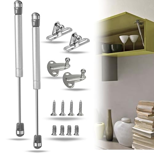 Indaux   Par de mini pistones a gas con distancia entre ejes de 198 mm – Muelle pistón brazo elevación puertas hidráulicas – Ideal para cocina, baño, caravana, bancos + fijaciones incluidas (fuerza