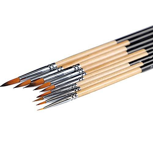 Jowoart 10 Pcs Nylon Hair Line Drawing Brush Stroke Very Fine Oil Painting Pigment Acrylic Gouache Watercolor Painting Long Wooden Pole Pen cover