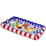 Inflatable Patriotic Ice Serving Bars Inflatable Drink Cooler Buffet Salad Serving Trays Fun Hot Tub Drink Holder Food Floating Cooler Holder for Independence Day BBQ Picnic Pool Party Supplies