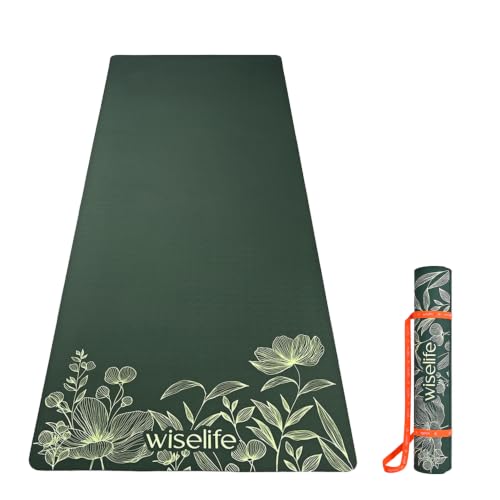 Image of WiseLife Grande XL 6 MM TPE Yoga Mat for Men & Women | Extra Thick, Long & Wide Premium Exercise Mat with Yoga Strap | Anti-Slip & Anti-Tear Ideal for Yoga, Pilates, Home Workouts & Gym Use (Green)