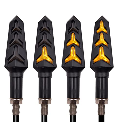 Acelane 4Pcs Motorcycle Indicators Flowing Turn Signal Lights Led Turn Signals 12V 12 Leds For Motorcycle Motorbike Scooter Quad Cruiser Off Road Y Shape #TOP8