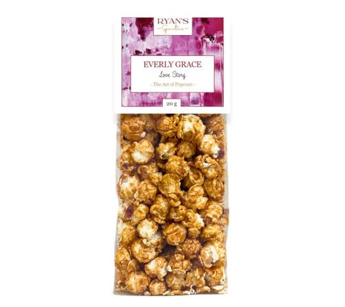 Everly Grace Popcorn – Love Story, 100 g – Bolsas de palomitas con almendras, vainilla y pétalos de rosa de nuestra fábrica en Augsburgo, Alemania