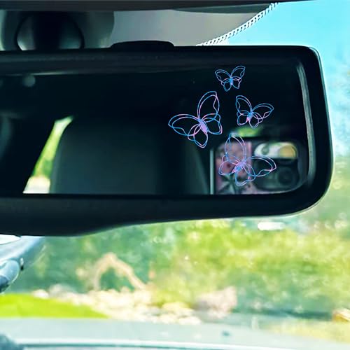 Image of Set 3Pcs Butterfly Rearview Mirror Decal Cute Butterflies Girly Sticker Aesthetic Christian Bookish Decals for Water Bottle Window Vinyl Waterproof 2 Inches Car Decals Accessories