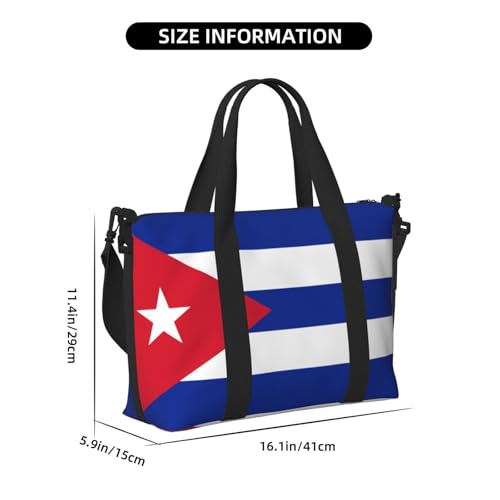 Cuban flag printing Hand Travel Bag Personal item bag women's handbag, travel large shoulder bag with zipper.3