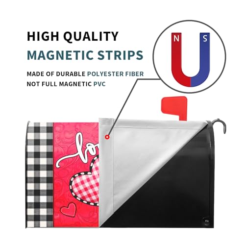 Image of Valentine's Day Mailbox Covers Magnetic Standard Size 21 X 25.5 Inch Red Pink Love Hearts Magnetic Mailbox Cover Valentine Mailbox Wraps Post Box Cover Decoration Outdoor Garden Home Yard Outside