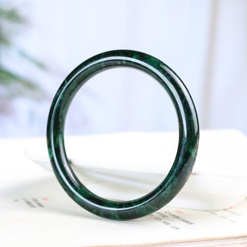 DNTENG Jade Bracelet for Women, 100% Natural Genuine Grade A Round Jade Bangles with Jewelry Box and Certificate, Inner 60mm/2.36'', Dark Green by DNTENG - Used condition - Image 6