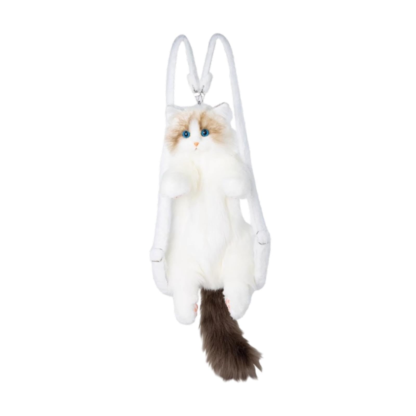 LOVIVER Zaino di peluche a forma di gatto carino, zaino da cartone animato per bambini, adolescenti, donne, regalo di compleanno, Senza Collare