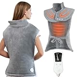 Electric Heating Pad for Back Neck Shoulders Pain Relief, 6 Heat Levels/Auto Shut-Off, 24