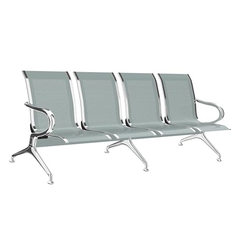 Kinfant Waiting Room Chairs - Whole 4-Seat Connect Reception Chairs Waiting Room Chairs with Arms & Stainless Steel Frame, Waiting Room Bench Lobby Chair for Office Airport Bank Hospital