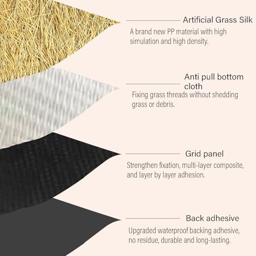 Künstliches Strohgras, Synthetische Strohdach, Wasserdichtes Synthetisches Stroh Für Dach, Tiki Hut, Garten & Terrasse Dekor - 3,28 Fuß X 65,6 Fuß - Feuerschutzmittel & (Size:1 x 5m（3.3x16.4ft）)