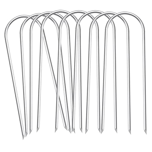Image of Heavy Duty Trampoline Stakes Anchors High Wind Stakes U- Shaped Sharp Ends Ground Anchor Galvanized Steel 11.8inch Safety Stakes for Soccer, Tents and Garden Decorations