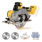 Akku-Kreissäge für Dewalt 18 V 20 V, 6200 U/min bürstenlose Kreissäge mit 2 150 mm Klingen, Schnitttiefe und Winkel 50 mm (90 °) - 33 mm (45 °) für Holz, Weichmetall, Kunststoff (ohne Batterie) (für