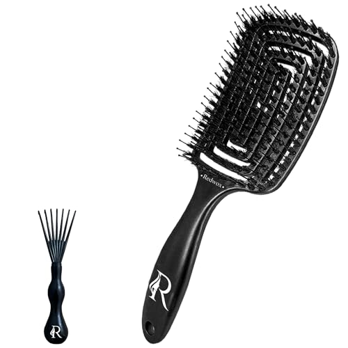 Haarbürste aus Wildschweinborsten und Nylon – magisches Entwirren ohne Schmerzen – alle Arten (gelockt, dick, Afro..) – verbindet und massiert die Kopfhaut – ideal für Damen und Kinder (weiß)