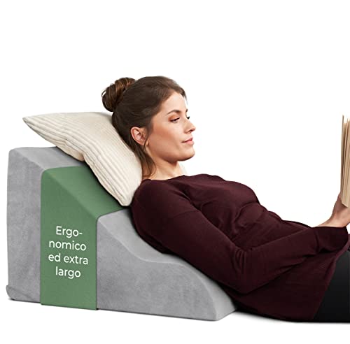 Cuscino Da Lettura Per Letto E Divano Con Supporto Lombare E Rotolo Per Collo - 75x60x20 Cm, Fodera Rimovibile E Tasca Porta Oggetti, Vari Colori - 3