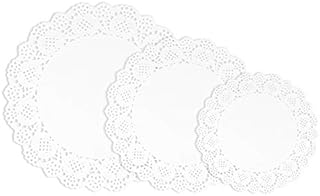 VIPITH 72 Pieces White Round Lace Paper Doilies Cake Packaging Paper Pad for Party or Wedding Tablewear Decoration, 5.5 Inch, 8.5 Inch, 10.5 Inch