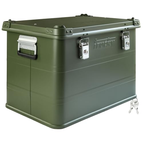 Trucky Aluminium Box mit Deckel Grün Alu Kiste Alukiste Auswahl Transportbox Metallbox Aufbewahrungsbox Boxen Abschliessbar Metallkiste, Größe:75 L
