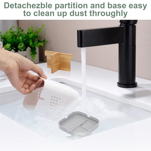 BYUNER Toothbrush Holder Toothbrush Caddy Toothbrush Holders for Bathroom Electric Toothbrush Holder 3 Slots Bathroom Organiser Countertop Storage Toothbrush Stand Toothpaste (White) - Image 4