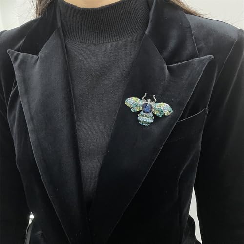 Bee Rhinestones Brooch Pin for Women Men Girls Fashion Vintage Gold Plated Crystal Insect Themed Bees Animal Brooches Lapel Pins for Dresses Suit Hat Bag Accessories Jewelry (Blue) by NewZenro - Used condition - Image 5