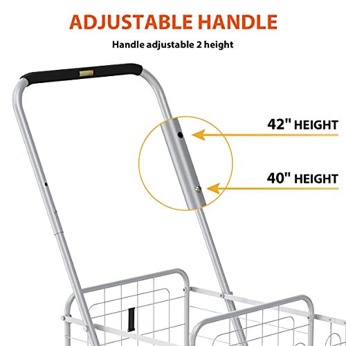 Supenice SN7518 Grocery Shopping Cart With Wheels Deluxe Stair Climber Utility Cart Easily Collapsible Cart With Tri-Wheels, 66 Lbs Capacity, Extended Foam Cover, Trolley For Shopping, Stair, Laundry thumb #2