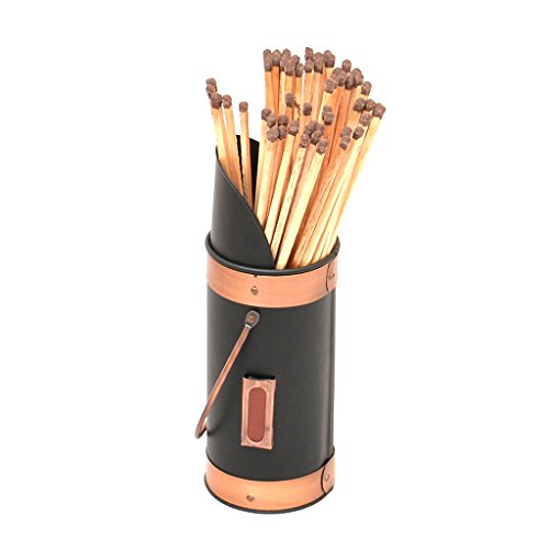 Fireside Tidy Canister for Holding Matches with Extra Long Safety Matchsticks