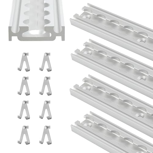 Eikuavons Guide aeree 4 x 1 m, semicircolari con 8 ganci doppi in argento anodizzato, per rimorchi, auto, camion, camper Airline