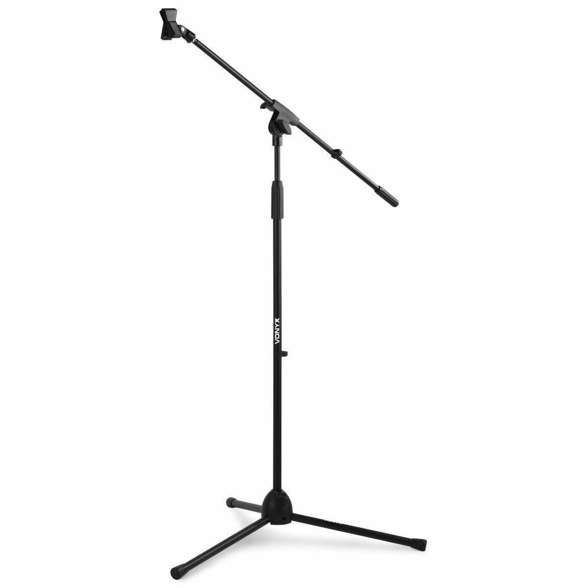 Vonyx MS10 Pack 2 Soportes de Micrófono con Jirafa Ajustable 110-230 cm Incluye Pinzas y Adaptadores Base Trípode Plegable Rosca 3/8 Soporte Micrófono para Estudio Directo Ensayo Escenario