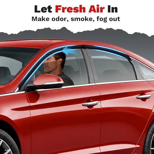 Image of Canvcle Sonata Rain Guards - Window Visors for Hyundai Sonata 2015-2019, Outside-Mount Tape-On Side Window Wind Deflectors for Hyundai Sonata Accessories, Vent Visors Shades Rainproof Black 4PCS
