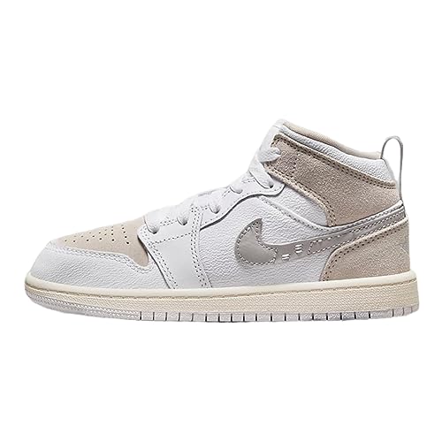 Jordan 1 Mid PS White/LT Orewood Brown-Tech Grey FB9141-120 3Y