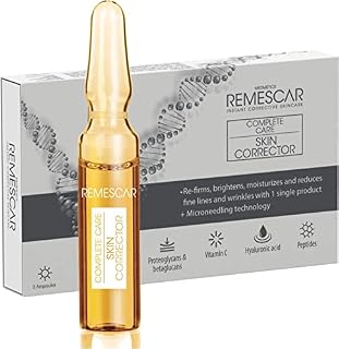 Remescar Day Time Skin Corrector - Complete Care - Re-Firms, Brightens, Moisturises and Reduces Fine Lines - With Peptides, Vitamin C, Proteoglycans, Beta-Glucans and Hyaluronic Acid - 5 Ampoules