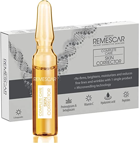 Remescar Tratamiento Completo Corrector Intensivo 5 Ampollas (5x2ml) - Reafirma, Ilumina, Hidrata y Reduce las Arrugas – Ácido Hialurónico, Vitamina C, Péptidos y Proteoglicanos