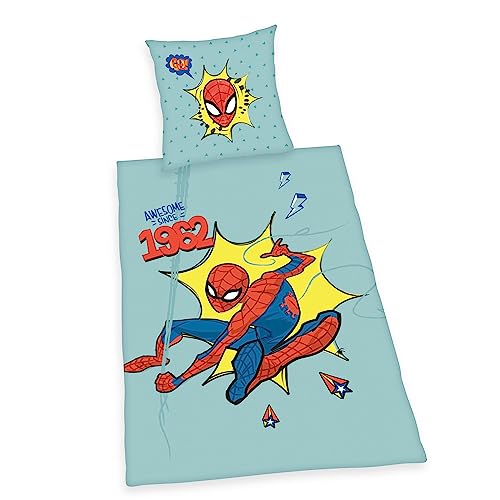 Herding - Juego de Cama (Funda nórdica de 135 x 200 cm, Cierre de Botones, 80 x 80 cm, 100% linón), diseño de Spiderman
