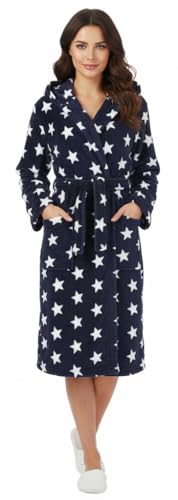 Brandsseller Damen Bademantel mit Sternen S/M – Weicher Morgenmantel aus...