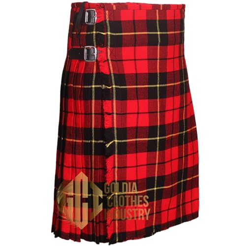 Scottish Traditional Wallace-Tartan 8 Yard 16Oz Tartan Kilt for Men – Custom Made, 100% Acrylic Wool