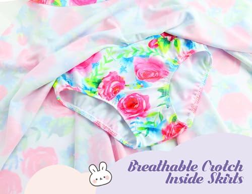 Image of Girls Swimsuits Kids One Piece Sleeveless Swimwear Skirted Bathing Suit Summer Swim Dress with UPF 50+ Sun Protection