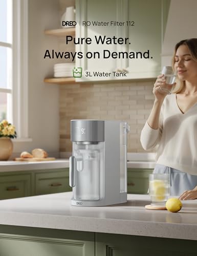 Image of DREO Reverse Osmosis Water Filter Countertop, RO Filtration System, 3:1 Pure to Drain, TDS & Filter Life & Autofill Pitcher, Installation-Free, Self-Cleaning Water Purifier, RO Water Filter 112 3L