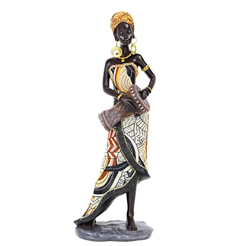 Vimtrysd Escultura africana de 12 pulgadas, estatua africana de músico para decoración del hogar, figura tribal para decoración de estante