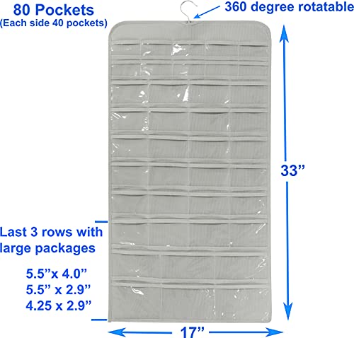 Simplehouseware Hanging Jewelry Organizer 80 Pocket, Grey #TOP1