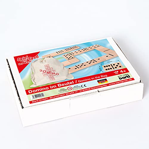 Bartl 103926 Extra großes Domino XXL aus Buchenholz Natur ideal für kleine Kinder und Senioren (28 Spielsteine 72 mm x 36 mm) mit praktischem Baumwollbeutel