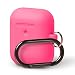 Produktbild elago A2 AirPods Silikonhülle Case Hülle Kompatibel mit Apple AirPods 2 mit kabellosem Ladecase - LED an der Frontseite Sichtbar, Unterstützt Kabelloses Laden, Stoßfest (mit Karabiner, Neon Hot Pink)