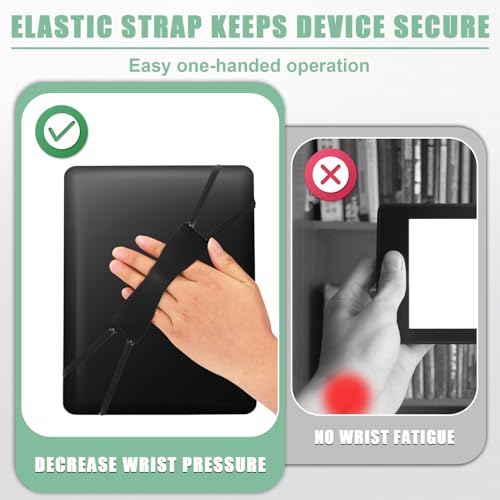 Lyreh 3pcs Hand Strap Holder for Kindle, Comfortable Stretchable Reading Belt for Tablets Reading in Bed Accessories Fits 4-8 Inch Device (Black, Red, Green)