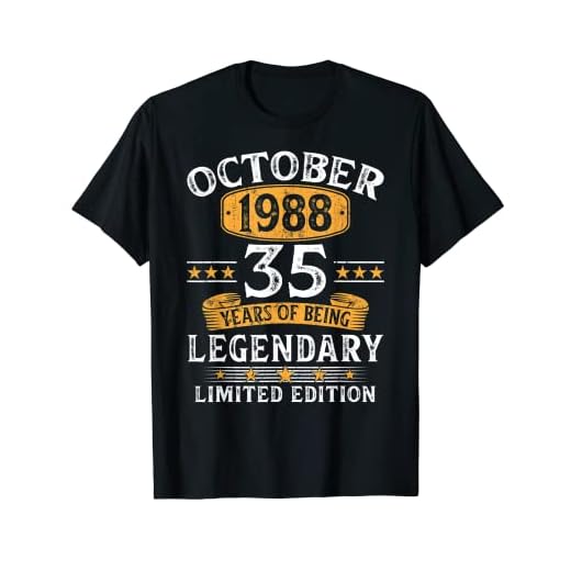 Nacido En Octubre 1988 Vintage 35 Años Regalo Hombre Camiseta
